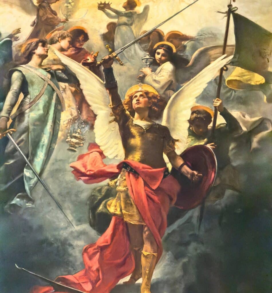 Fresko des Erzengels Michael mit Engeln in der Wallfahrtsbasilika Pompeji